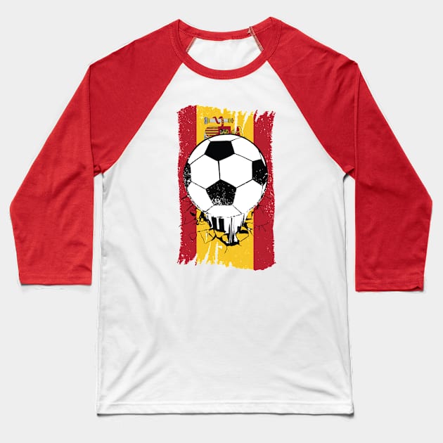 Vintage Spanish Flag with Football // Spain Soccer Baseball T-Shirt by SLAG_Creative